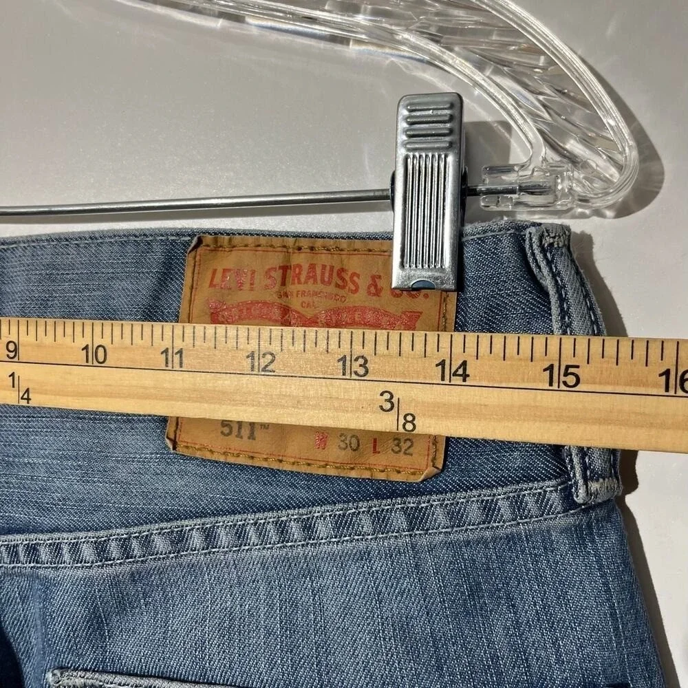 Leiv's 511 Slim Straight Fit Washed Light Blue Mens Jeans Size‎ 30x32